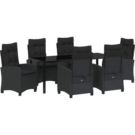 Maison Exclusive - Set da Pranzo per Giardino con cuscino 7 pcs Nero polyrattan