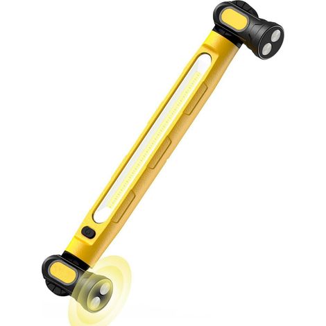 Lampe de travail LED magnétique 2000lm 5000mAh sans fil, crochet et fixation magnétique pour mécanique auto garage atelier, couleur jaune (1/5)