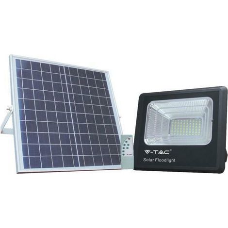 Foco LED V-TAC con control remoto, panel solar de 20 W, LiFePO4, temporizador, cable de 5 m, blanco natural, negro, IP65