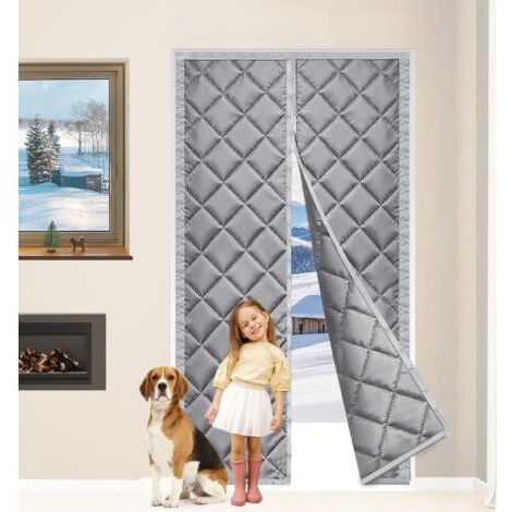 Rideau de Porte Isolant Thermique Magnétique 80 x 200 cm Rideau Thermique Porte D'entrée, Sans Perçage, Imperméable, Coupe Vent, Coupe Froid, Gris Foncé (80x200cm) (1/5)