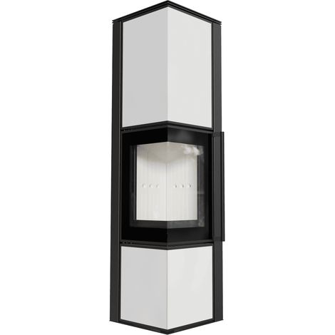 Kaminofen aus Stahl KRATKI TORA/L 8 kW Ø 150 Weißes Glaspaneel mit Türfeder (1/5)
