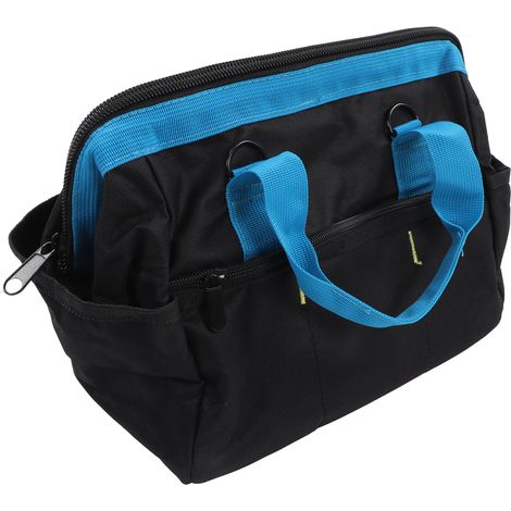 Sac à outils bouche large grande capacité imperméable tissu Oxford pour clé à molette tournevis 28cm avec bandoulière (1/5)