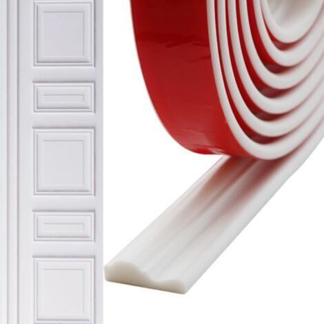 (2.7cmx3m)Moulure Murale Garniture Murale Autocollante Moulure Adhesive à Décoller et à Coller Blanc Décoration Murale pour Carrelage, Miroir, Plafond, Sol, Panneau, Armoire (1/5)