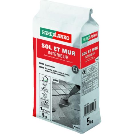 Fliesenkleber normal PAREXLANKO Boden und Wand innen - Weiß - 5 kg - 02930