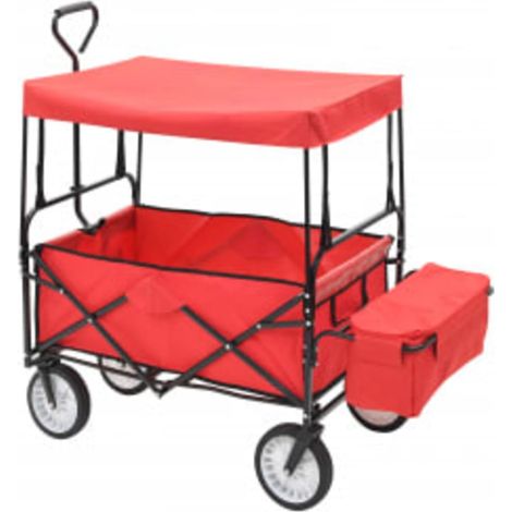 Chariot à main pliable avec toit Acier Rouge