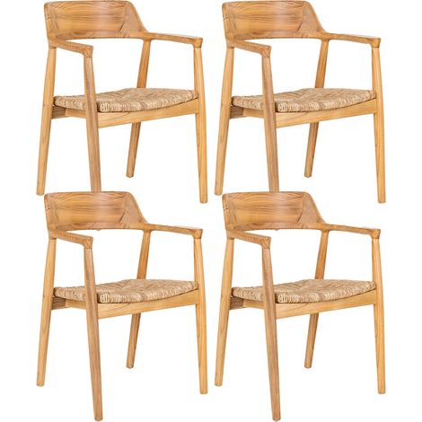 VANCOUVER - Lot de 4 Chaises en Bois de Sungai et Assise en Paille Naturelle (1/5)