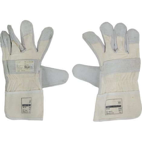 Gants de travail de protection renforcés en cuir, taille 10 (1/4)