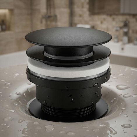 Swiss Aqua Technologies Bonde clic-clac  5/4  avec trop plein pour lavabos et vasques, noir mat (VF785BL)