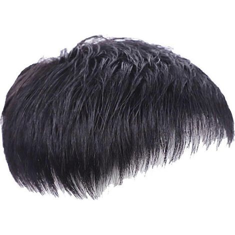 Perruque courte noire naturelle pour homme, perruque lisse à clip (A)