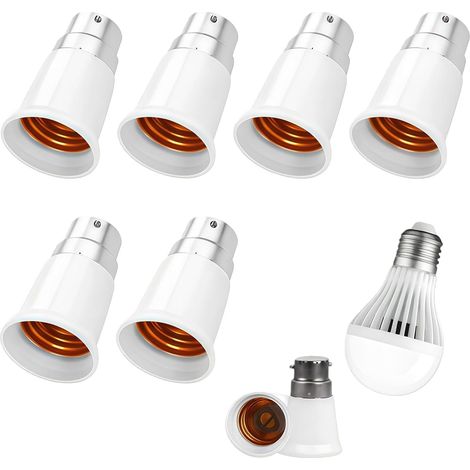 6 pcs Adaptateur B22 e E27,B22 vers E27 Convertisseur de Douille,socket adapter b22 to e27,pour Ampoules LED, Incandescentes, Halogenes et CFL, 0-250V, Solution Pratique pour Eclairage a Domici (1/5)