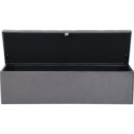 ELVMI Panca Contenitore in Velluto con Vano, Panchina Imbottita da Camera e Fondo Letto, Grigio 138 x 41 x 42 cm (1/5)