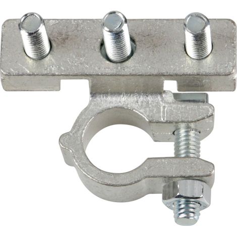Morsetto batteria zincato fissaggio cavo a capocorda su vite - foro capocorda Ø 6/6/6 mm - Polo negativo (1/2)