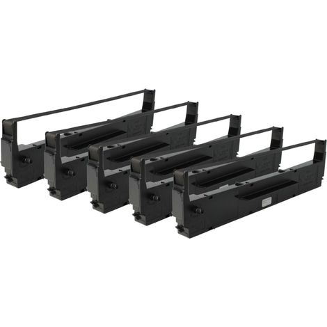vhbw 5x Ribbon Cartridge Replacement for Epson C13S015021, S015637 for Dot Matrix, Receipt Printer - Black Ink Ribbon