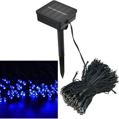 Guirlande lumineuse solaire 200 LED, lampe décorative pour jardin et pelouse, étanche, lumière bleue (1/5)