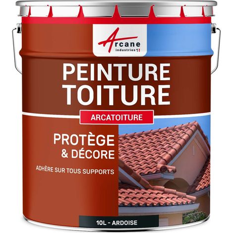 Arcane Industries – Peinture toiture premium 10 L gris ardoise – Protection UV et intempéries – Résine copolymère acrylique – Application facile