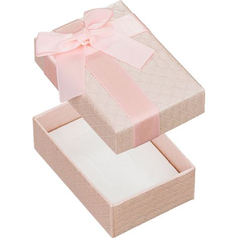 Scatola portagioie decorativa con fiocco, confezione regalo con perle rosa (1/2)