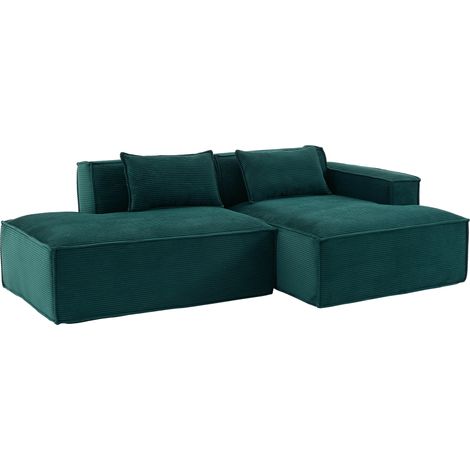 CAIziCanapé en tissu économique de 235 cm de large avec deux coussins + poche à ressorts - canapé moderne, simple et confortable, idéal pour les petits salons, appartements et bureaux (1/5)