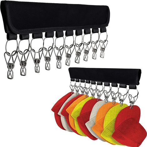 Organizador portátil de gorras de béisbol de plástico, percha para sombreros, percha para armario, percha para calcetines, 1 pieza (solo se incluye la percha, los demás artículos no están incluidos). (1/5)