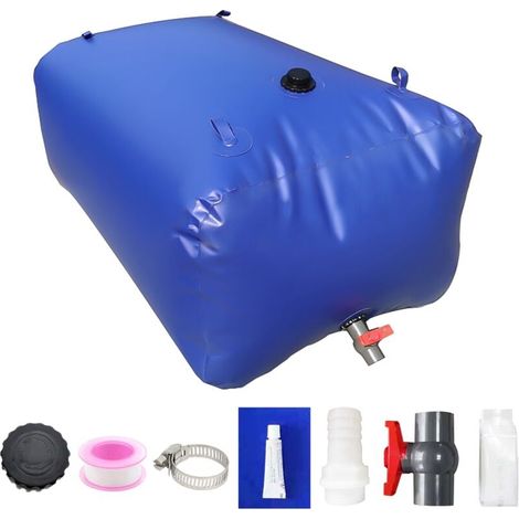 Tanque de agua plegable Ulisem, bolsa de agua portátil de PVC con válvula de cierre, bolsa de agua para acampar, bolsa de almacenamiento de agua de emergencia para jardín al aire libre, 400 L (1/4)