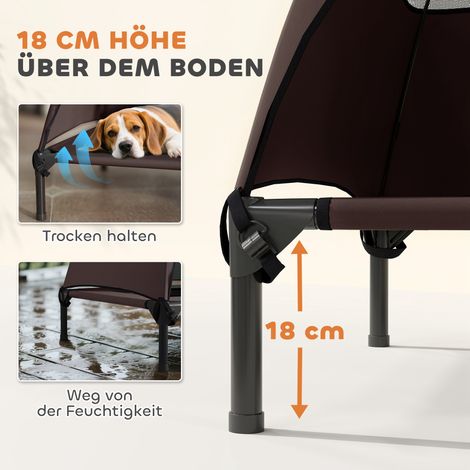 Lit de chien extérieur avec toit, coussin surélevé pour grands chiens, 91 x 76 x 90 cm, marron (1/5)