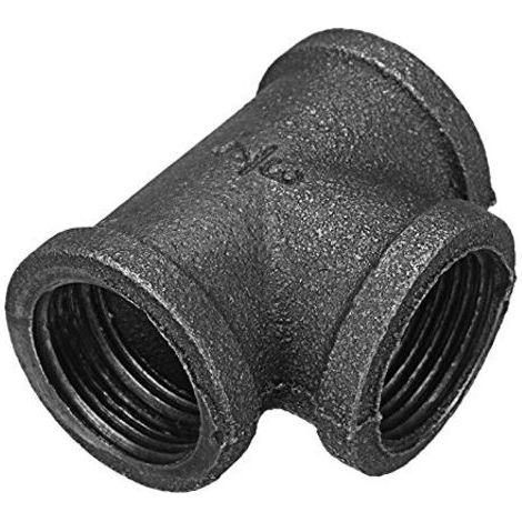 3/4''Té Égal 3 Tuyaux En Fonte Malléable Tuyaux Noirs Raccords Connecteur De Tube Femelle - 3/4 Pouces,DN20(2 pcs) (1/4)