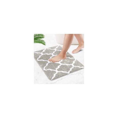 Tappetino da bagno in microfibra morbido, lungo e antiscivolo, con assorbimento d'acqua estremamente rapido (grigio, 50 x 80 cm) - Crezuo (1/4)