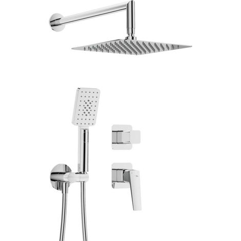 Set doccia a scomparsa con soffione quadrato 250 mm finitura cromo - Vetox