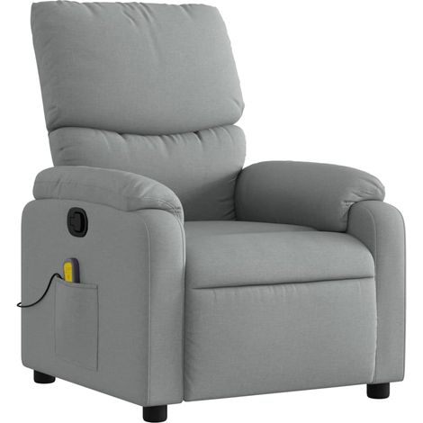Poltrona relax TV funzione massaggio reclinabile 6 punti massaggio in tessuto grigio chiaro DEC026913