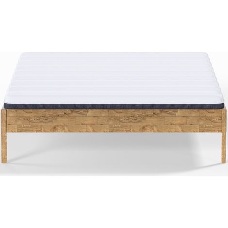 Ensemble lit adulte 160x200 cm en bois massif Aina + Matelas ressorts ensachés Mousse HR (1/5)