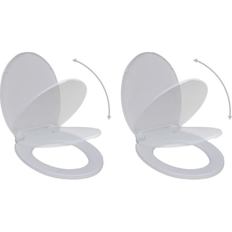 Lot de deux abattant WC avec frein de chute plastique blanc