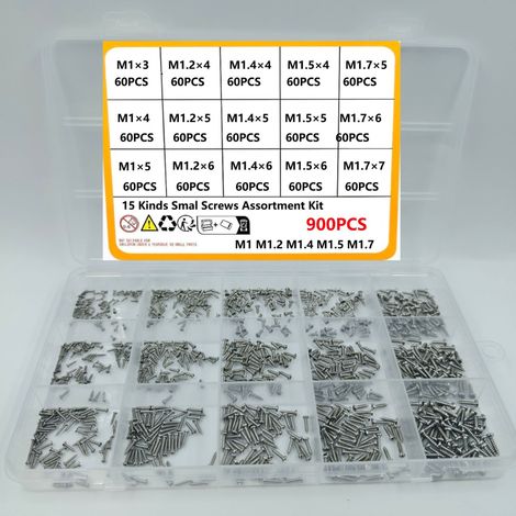 900 Stück Mini-Selbstschneidende Schrauben in Silber für Elektronikgeräte – Flachkopf Phillips, Mikroschrauben für elektronische Reparaturen und DIY-Projekte (1/4)