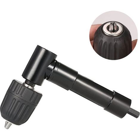 Mandrin à Angle Droit 90° Auto-Serrant, Mandrin Coude de Perceuse à Dégagement Rapide Embout Visseuse Renvoi d\'angle Adaptateur de Foret de Mandrin Renvoi d\'angle Droit pour Perceuse (1/4)