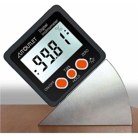 Inclinomètre Numérique Rapporteur 4 × 90 ° Level Box Viseur d'Angle Rétroéclairage Jauge Biseau Jauge Magnétique de Base en/FT, MM/M avec Piles Tournevis Manuel d'Utilisation (1/4)
