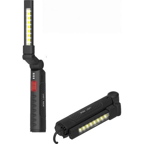 Lampe de travail COB rechargeable USB, lampe atelier pliable rotation 360°, 6 modes d’éclairage, lampe d’inspection pour mécanique automobile et bricolage (1/4)