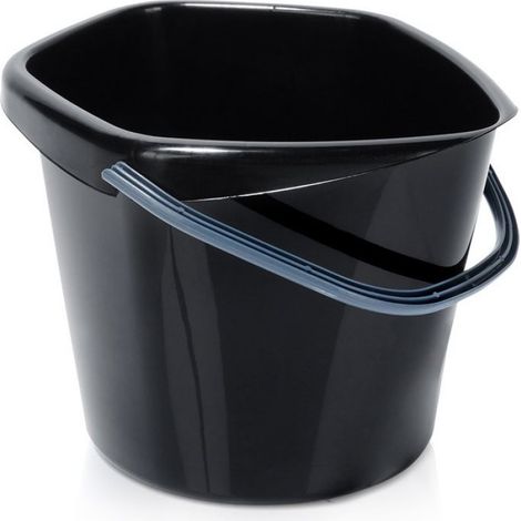 Seau - 5 L - 27 x 24,5 x 19 cm - Bec Verseur - Poignée Grise - Noir (1/5)