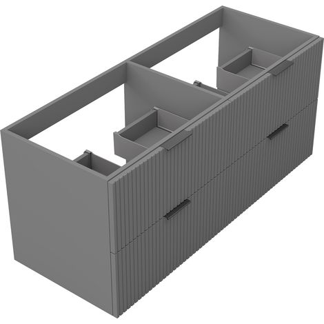 Aica Meuble de salle de bain suspendu 120 cm Anthracite + 4 tiroirs, avec Poignées - sans compter vasque