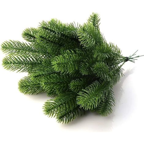 50 branches de pin artificielles, branches de sapin artificielles, aiguilles, couronnes de fleurs pour la décoration intérieure et extérieure (DIY) L 2 (1/4)