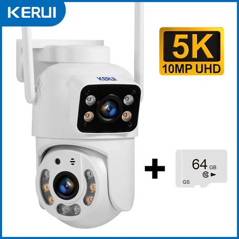 (64 Go) Caméra de surveillance audio et vidéo sans fil extérieure WiFi IP HD à double objectif avec fonction de vision nocturne. (1/5)
