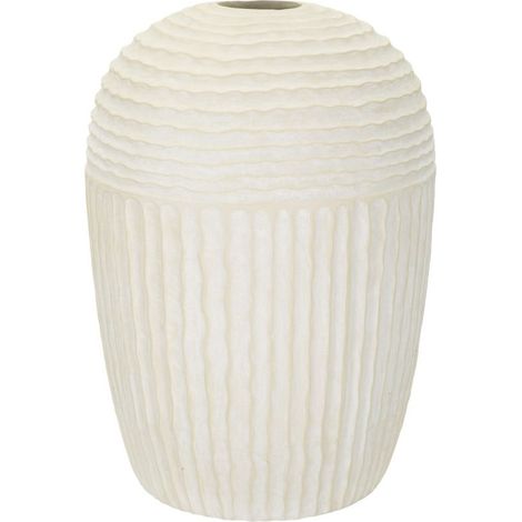 Vaso Icicle grande in magnesio crema con incisioni a contrasto (1/5)