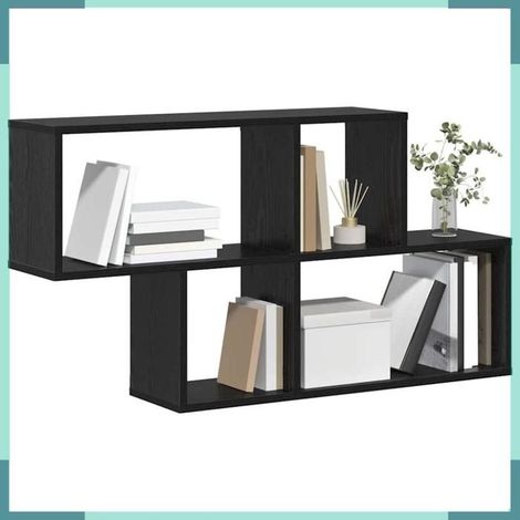 869197 étagère Murale avec étagère Noir Bois d'ingénierie (1/5)