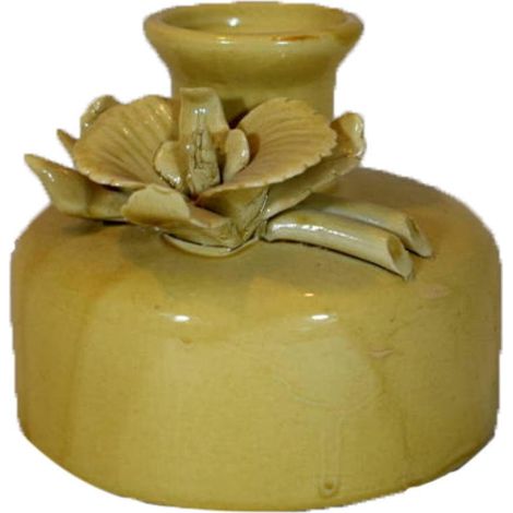 Mini jarrón amarillo con flor decorativa (1/2)
