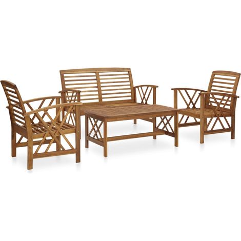 Garden Lounge Set  Brown  Solid acacia wood  Medium  Durable vidaXL