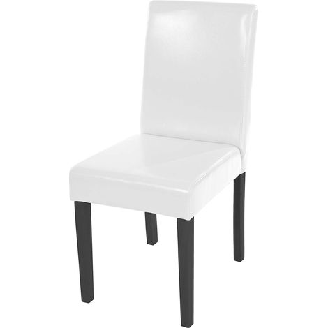 Sedia Littau pelle soggiorno cucina sala da pranzo 43x56x90cm bianco piedi scuri
