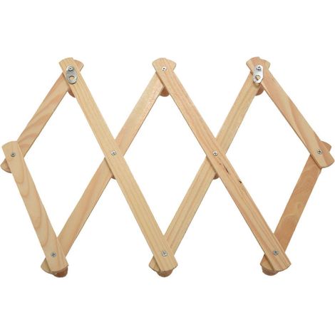 Wandgarderobe mit Ziehharmonika-Mechanismus und 10 Haken, 2er-Set, aus Holz, ausziehbare Wandhalterung (1/5)