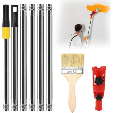 1,7 m Brosse multi-angle Extension Pinceau de couleur : brosse télescopique Extension pour murs Ornement hauts plafonds et outils de peinture d'angle (1/5)