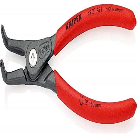 Knipex Pinza di Precisione per Anelli di Sicurezza per Anelli di Sicurezza Esterni Su Alberi Bonderizzata Grigia, Rivestiti in Resina Sintetica Antiscivolo 165 Mm 49 21 A21 (1/4)