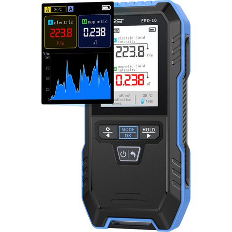 Détecteur EMF ERD-10, mesureur de rayonnement EMF 4 en 1 avec mode courbe, lecteur EMF rechargeable, détecteur de champ électromagnétique RF pour la maison, le bureau et la chasse aux fantômes (1/5)