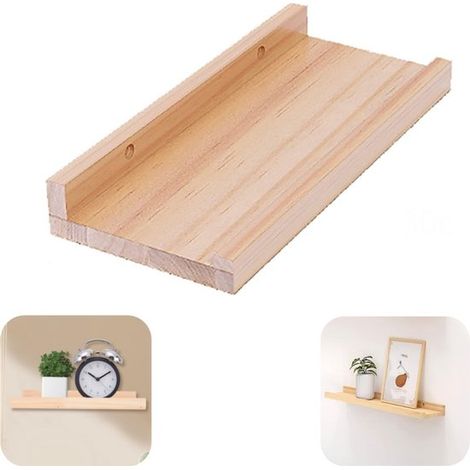 Étagère murale de présentation 30 x 12 cm - support en bois pour pots, brun (1/5)