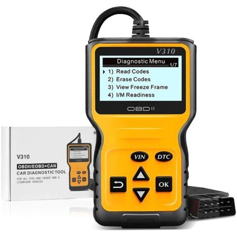 QORVA-OBD2 Diagnostic Auto Valise Voiture, V310 Scanner Universel Lecteur Code Voiture, OBD Diagnostic Auto Multimarque, Outil de Diagnostic pour Tous Les protocoles OBDII Voitures Depuis 1996