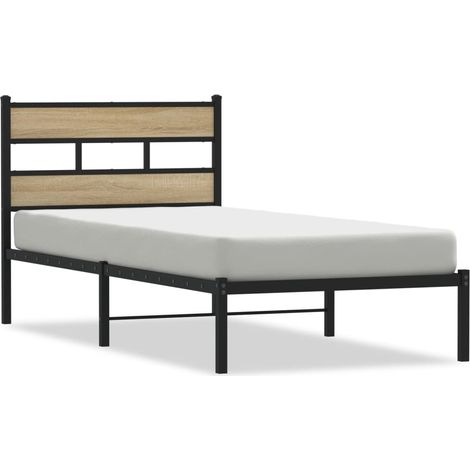 Maison Exclusive - Metallbett ohne Matratze Sonoma-Eiche 100x200 (1/5)